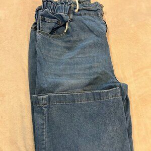 Wide Leg woman's plus size jeans with drawstring detail